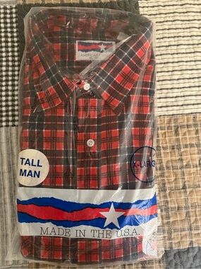 Vintage American Edition Plaid Flannel Shirt XL Tall 100% Cotton NOS